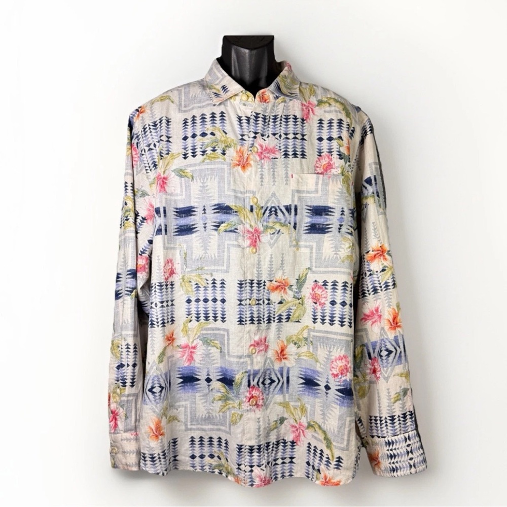 Tommy Bahama & Pendleton Aloha Harding Breezer Long-Sleeve Linen Shirt Size XL - Picture 12 of 12